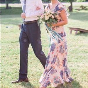 ASOS FLORAL CHIFFON MAXI DRESS GOWN DRAPEY SIZE 4